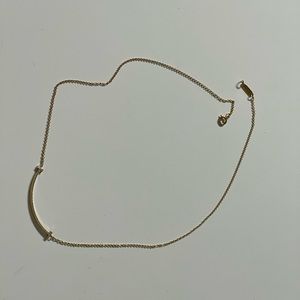 Tiffany & Co 18K diamond T smile mini pendant 16” necklace